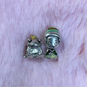 2 Pieces Princess Tiana & S925 ALE Frog Prince Collection Charm Set /Not Pandora